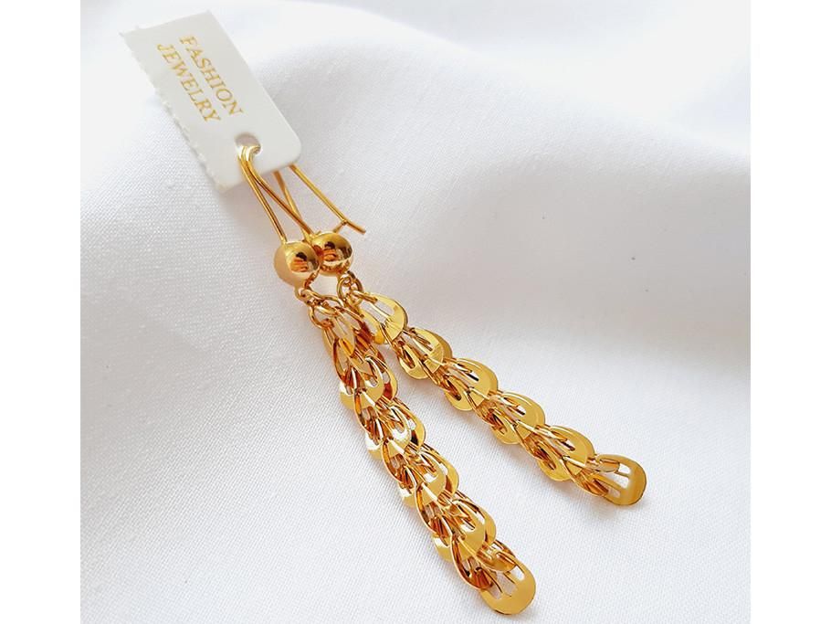 گوشواره قفلی آویزدار طرح طلا گارانتی‌ دار طلایی|بدلیجات|ارومیه, |دیوار