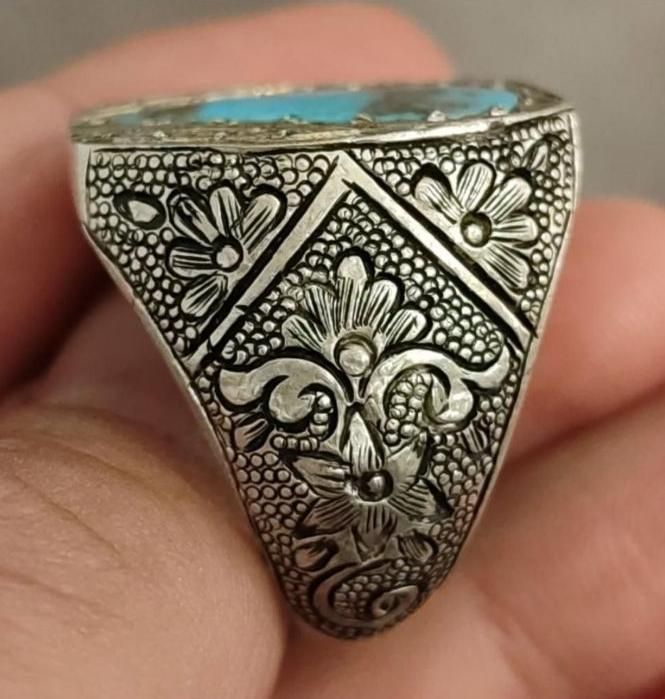 انگشتر نقره دست ساز قلمزنی استاد مسافر فیروزه|بدلیجات|تهران, نیروی هوایی (پیروزی)|دیوار