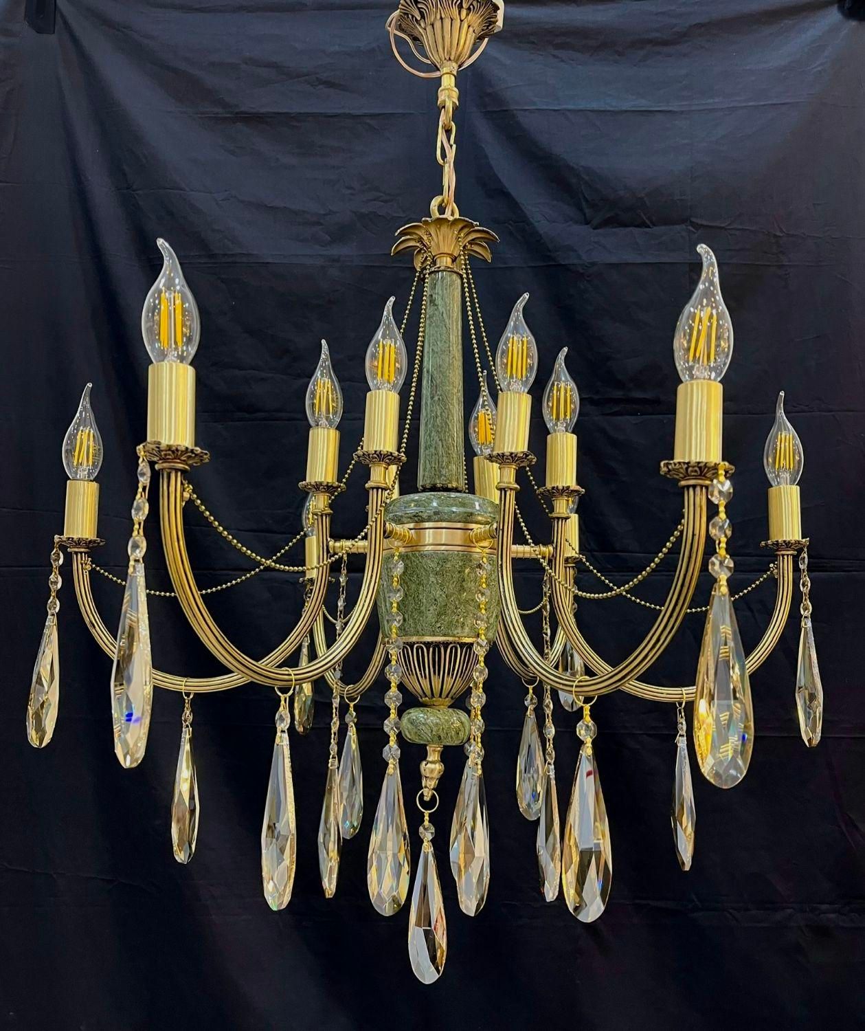 لوستراسکای برنجی کبریتی سنگی/ هشت+دوشعله/سرپیچe42|لوستر و چراغ آویز|تهران, نعمت‌آباد|دیوار