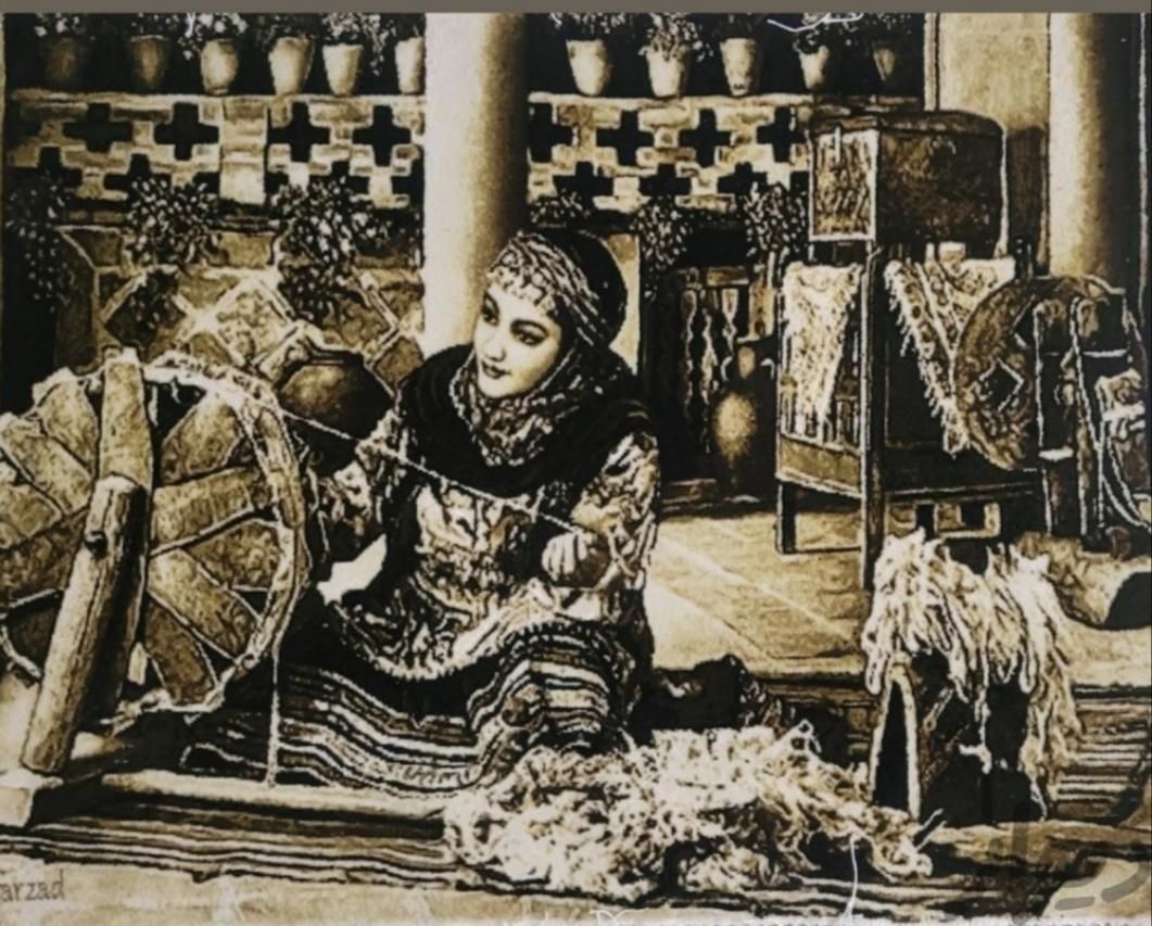 تابلو فرش دستباف چله ابریشم مارکدار۹۰در۶۰ سنتی|تابلو فرش|تهران, ستارخان|دیوار