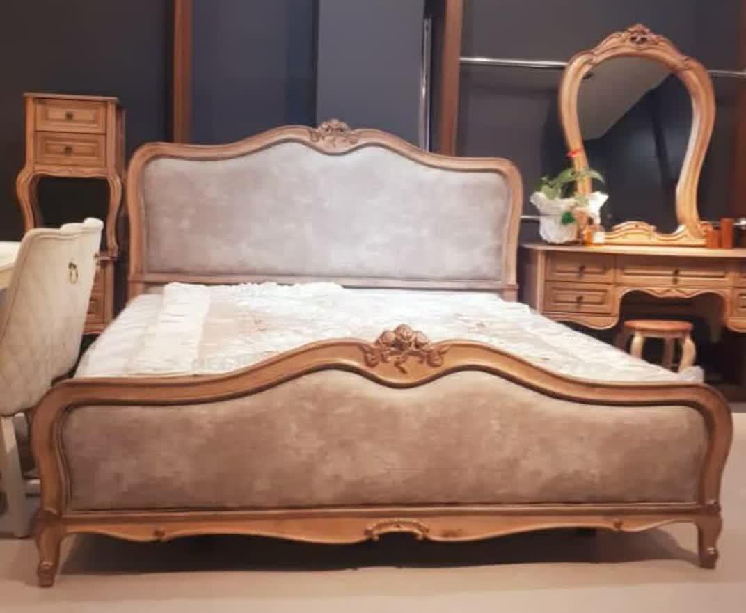 سرویس خواب دونفره تمام چوب مروارید مدل گل رز|تخت و سرویس خواب|تهران, یافت آباد جنوبی|دیوار