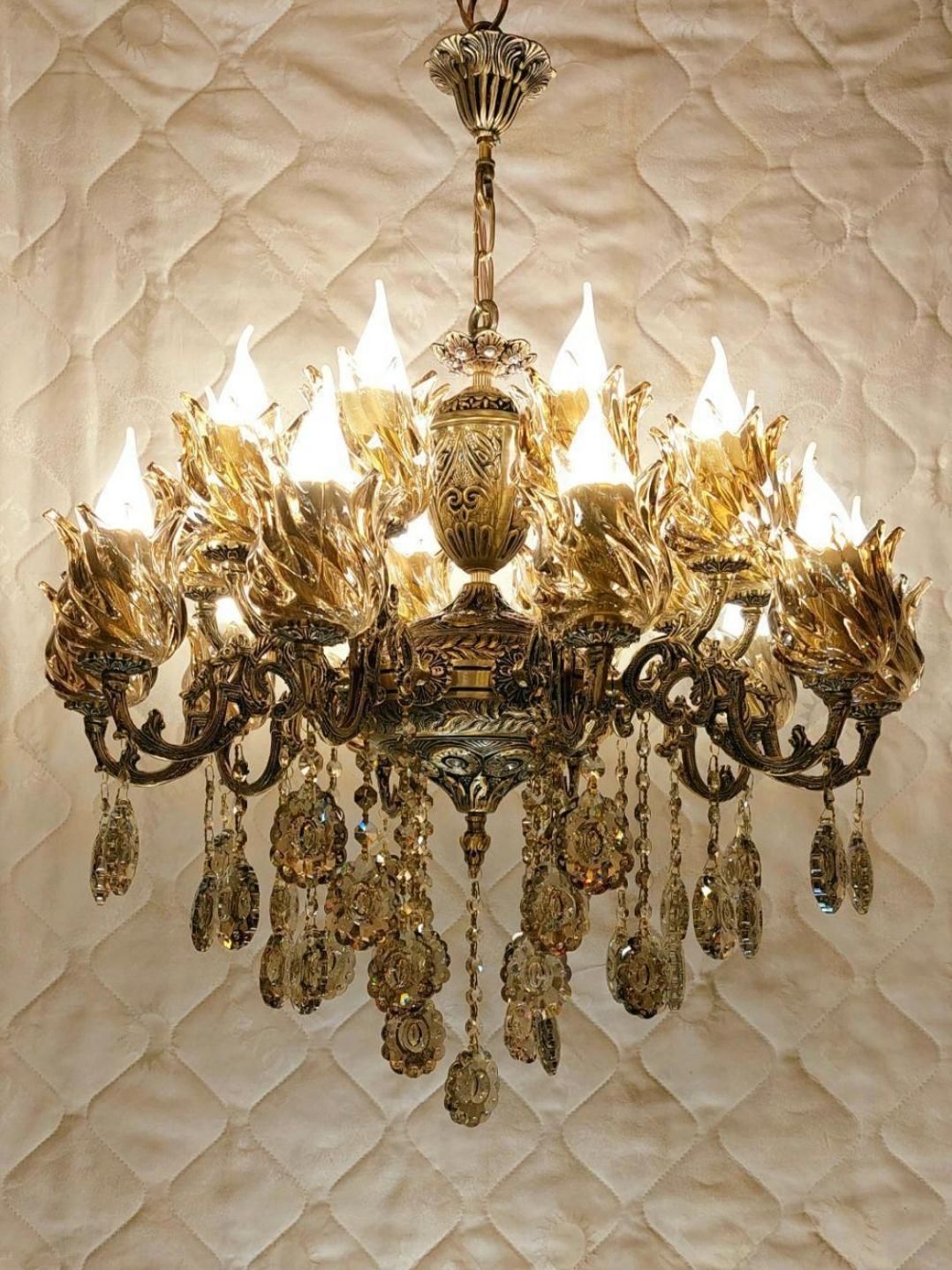 لوسترشاه عباسی برنز هشت شاخه شانزده شعله|لوستر و چراغ آویز|نسیمشهر, |دیوار