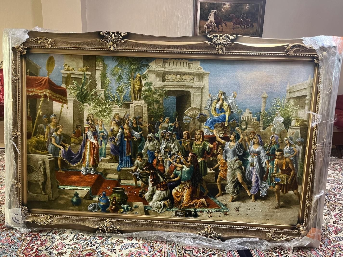 ،نام تابلو (تاج گذاری حضرت سلیمان و کافه روس)|تابلو فرش|کرج, عظیمیه|دیوار