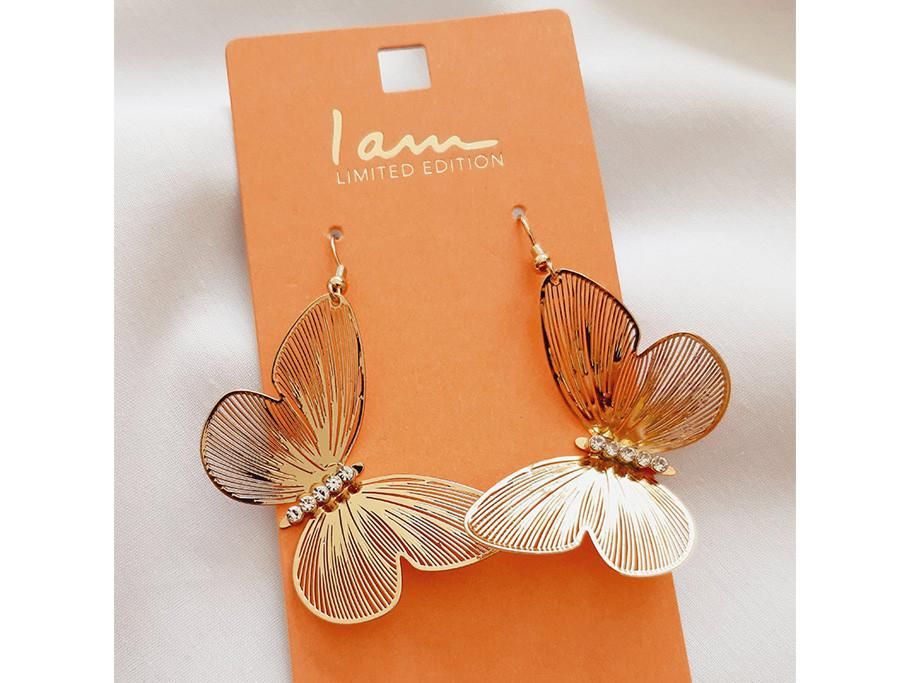 گوشواره آویز بلند پروانه طلایی|بدلیجات|سنندج, |دیوار