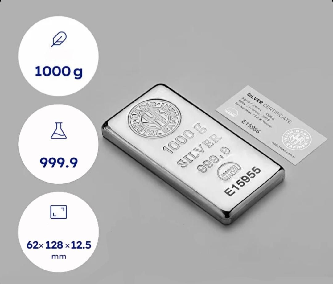 شمش نقره خالص ترک ندیر 999.9|جواهرات|تهران, بازار|دیوار