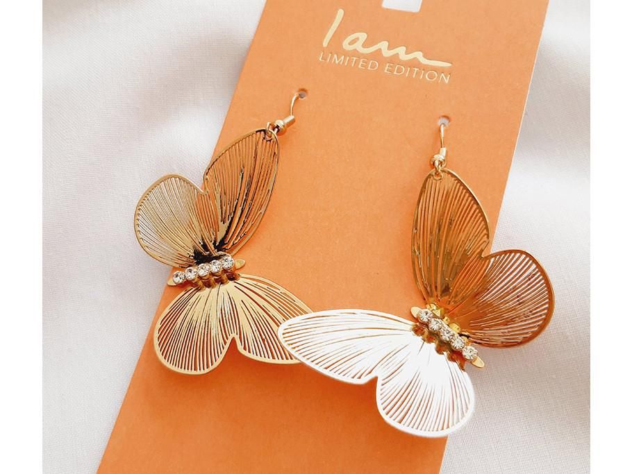 گوشواره آویز بلند پروانه طلایی|بدلیجات|سنندج, |دیوار