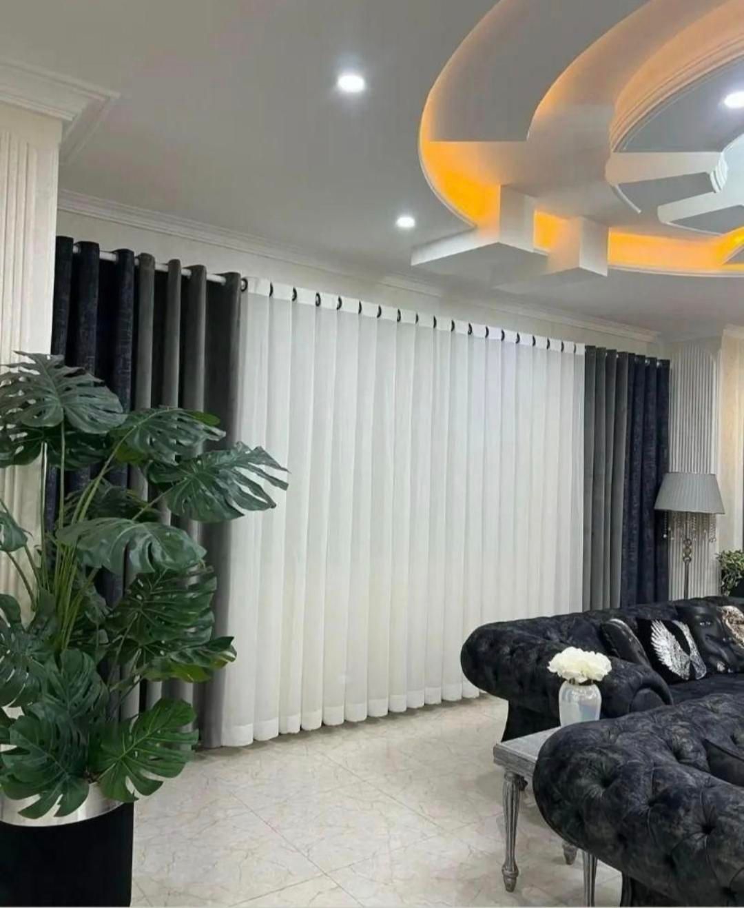 پرده پذیرایی پانچ طرح دامون|پرده، رانر، رومیزی|مشهد, الهیه|دیوار