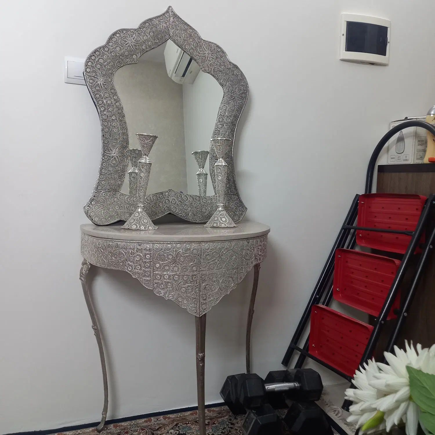 آینه کنسول ملیله کاری|صنایع دستی و سایر لوازم تزئینی|تهران, تسلیحات|دیوار