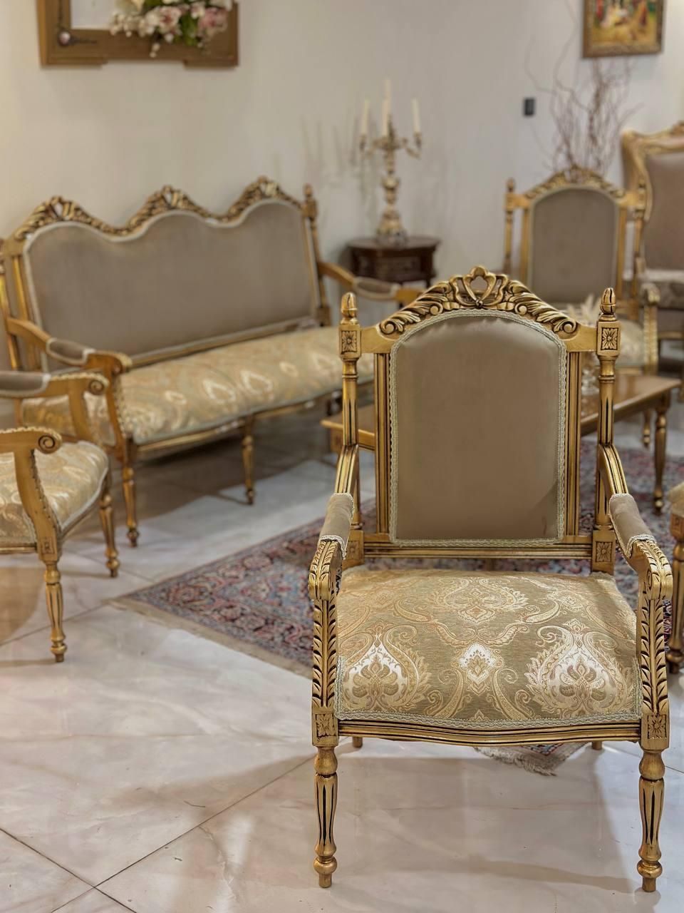 مبلمان تمام چوب مبل استیل خراطی|مبلمان خانگی و میز عسلی|تهران, اختیاریه|دیوار