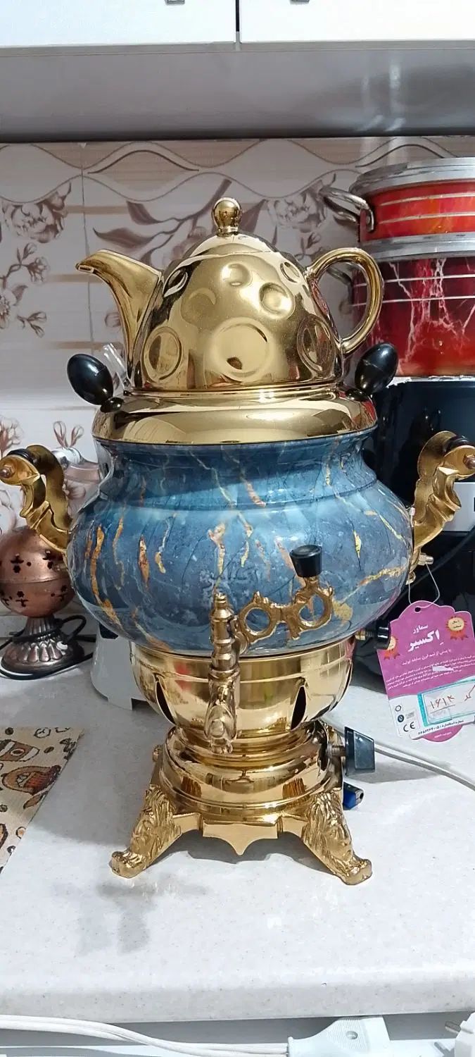 سماور اکسیر آبی فیروزه ای نو|سماور، چای‌ساز، قهوه‌ساز|رشت, سلیمانداراب|دیوار