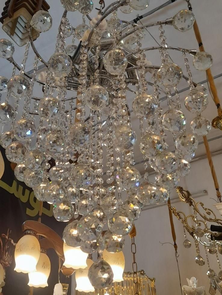دو عدد لوستر شاخه پیچک نو کریستالی هشت لامپه|لوستر و چراغ آویز|خاوران, |دیوار