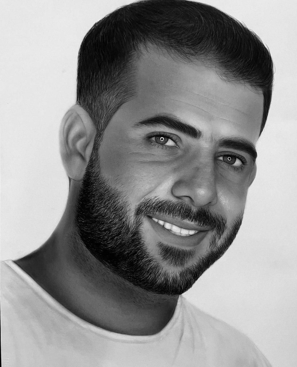 نقاشی چهره سیاه قلم و رنگی|تابلو، نقاشی، عکس|کرمان, |دیوار