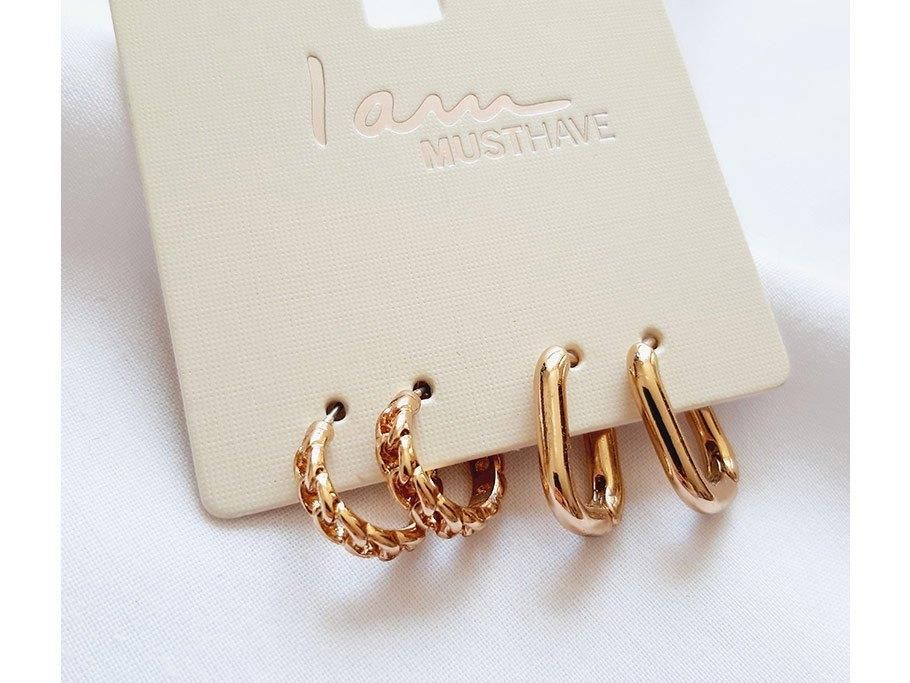 گوشواره حلقه ای دو جفتی ساده و کارتیر طلایی|بدلیجات|اردبیل, |دیوار