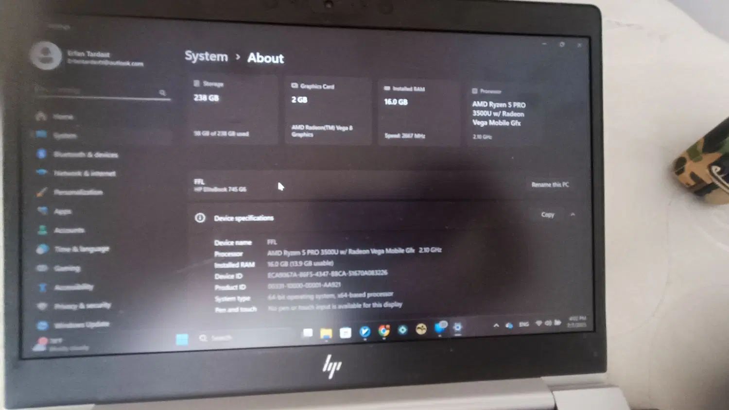 لپ تاپ HP 745 G6 تمیز و سالم|رایانه همراه|تهران, جنت‌آباد مرکزی|دیوار