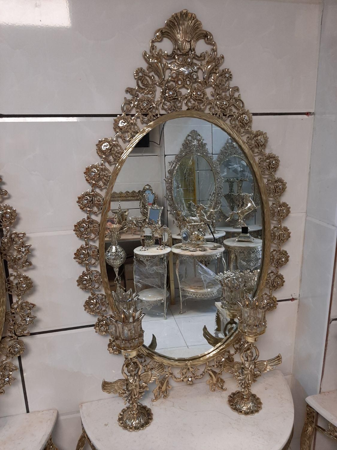 سرویس آینه کنسول شمعدون کیفیت صادراتی برنز سوگلی|بوفه، ویترین، کنسول|زنجان, |دیوار