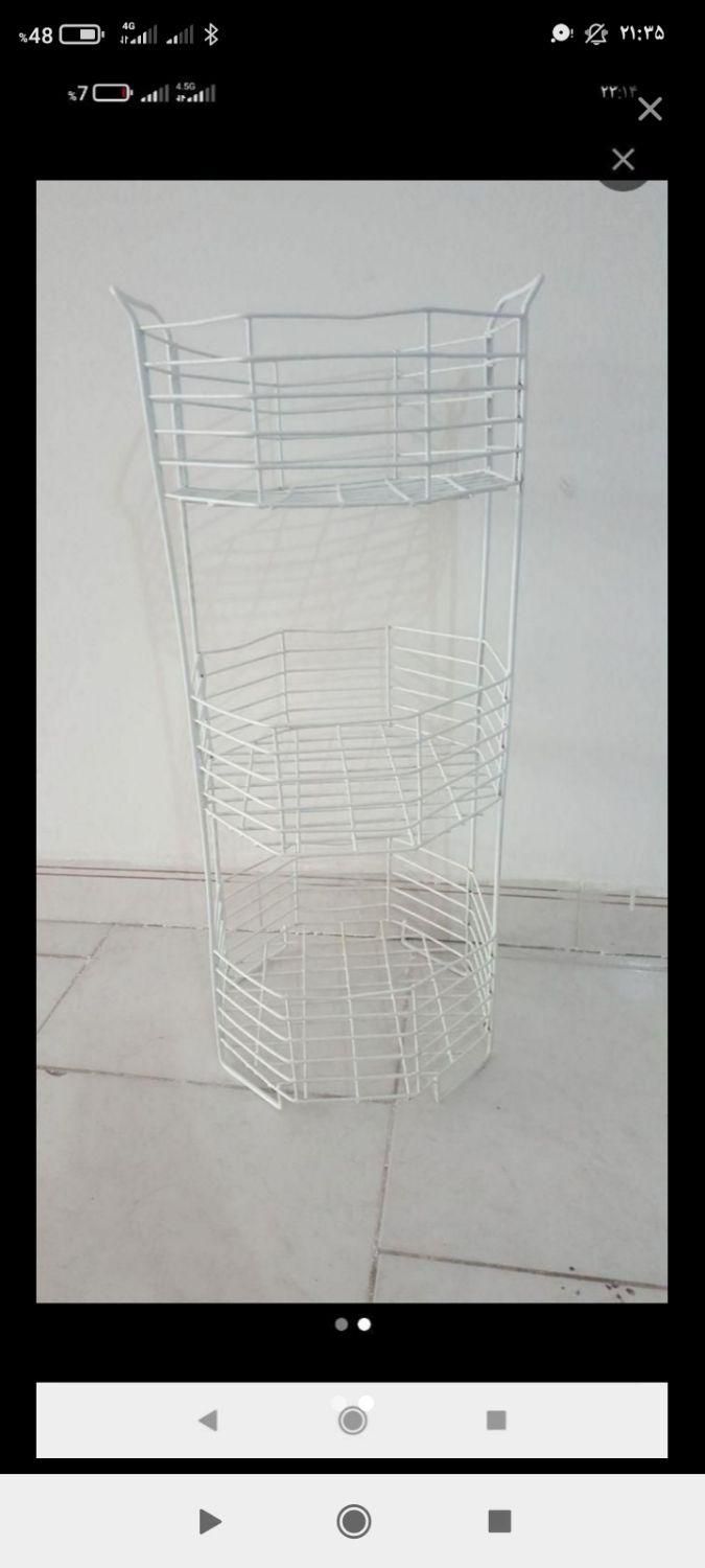 سبد فلزی ۳ طبقه سفید در حد نونو|آب‌چکان و نظم‌دهنده ظروف|گرمدره, |دیوار