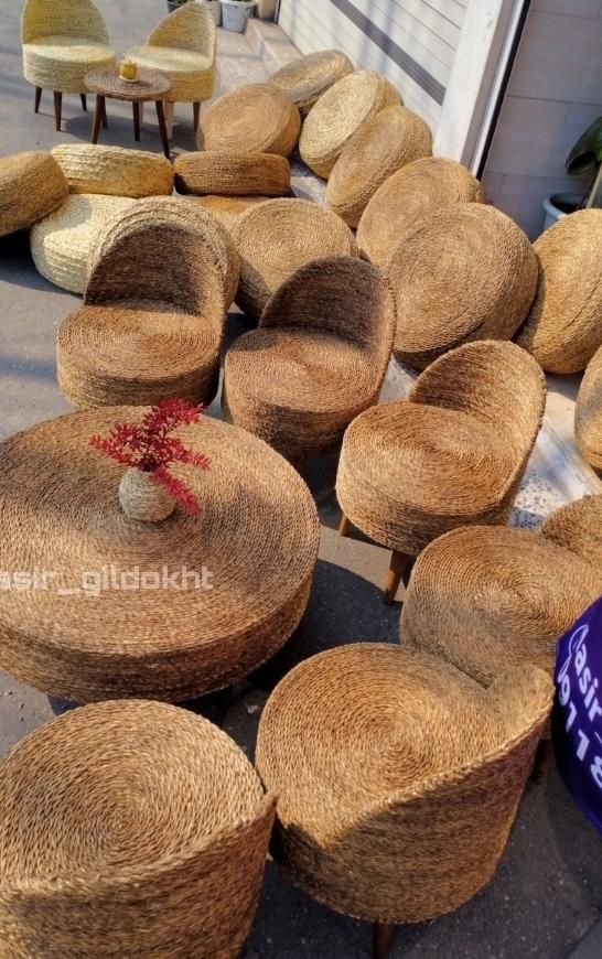 صندلی حصیری میز حصیری پاف حصیری|صندلی و نیمکت|رشت, منظریه|دیوار