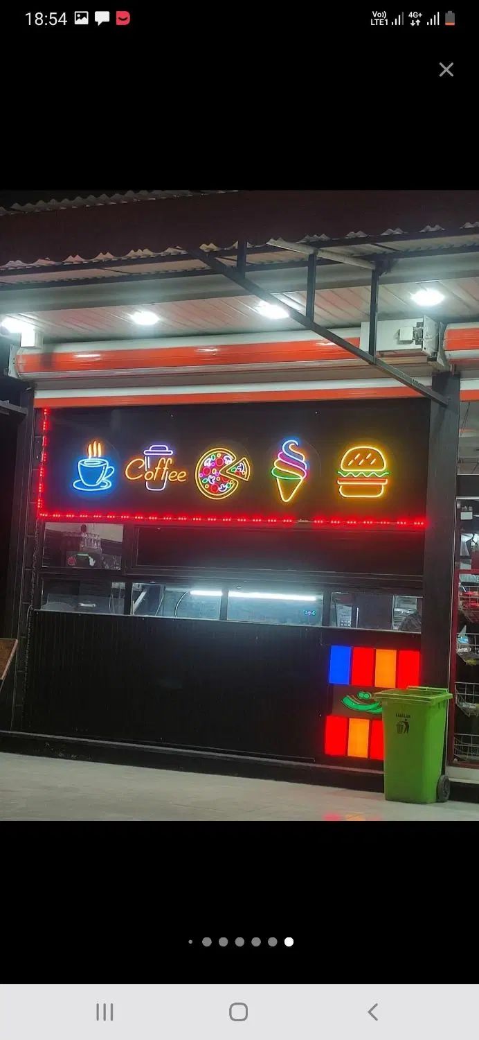 تابلو نئون فست فود سوخاری کباب برگر قهوه فقط ۵۰۰ ت|لامپ و چراغ|رشت, توشیبا|دیوار