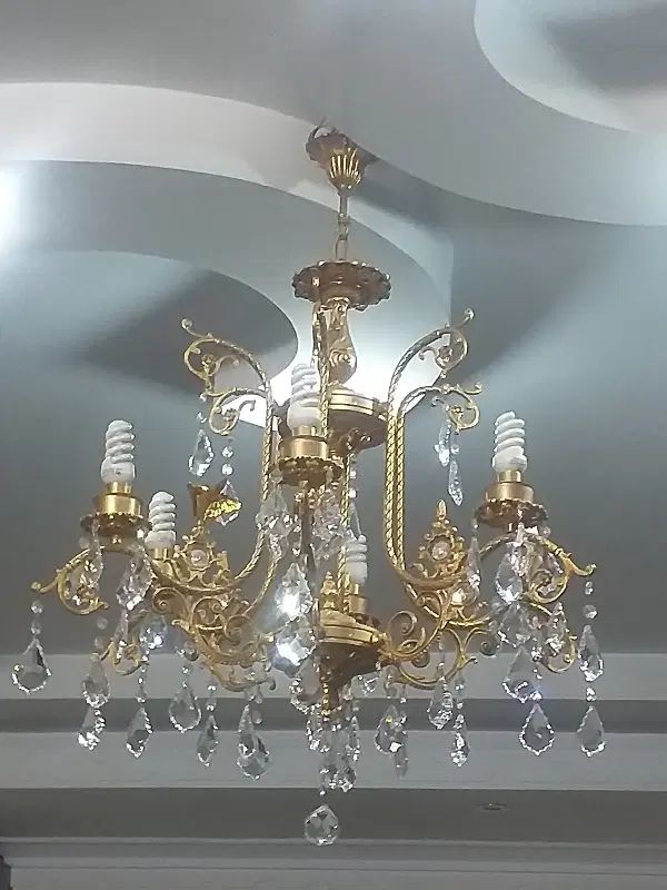 ۲عدد لوستر برنجی آب طلا|لوستر و چراغ آویز|تهران, آهنگ|دیوار