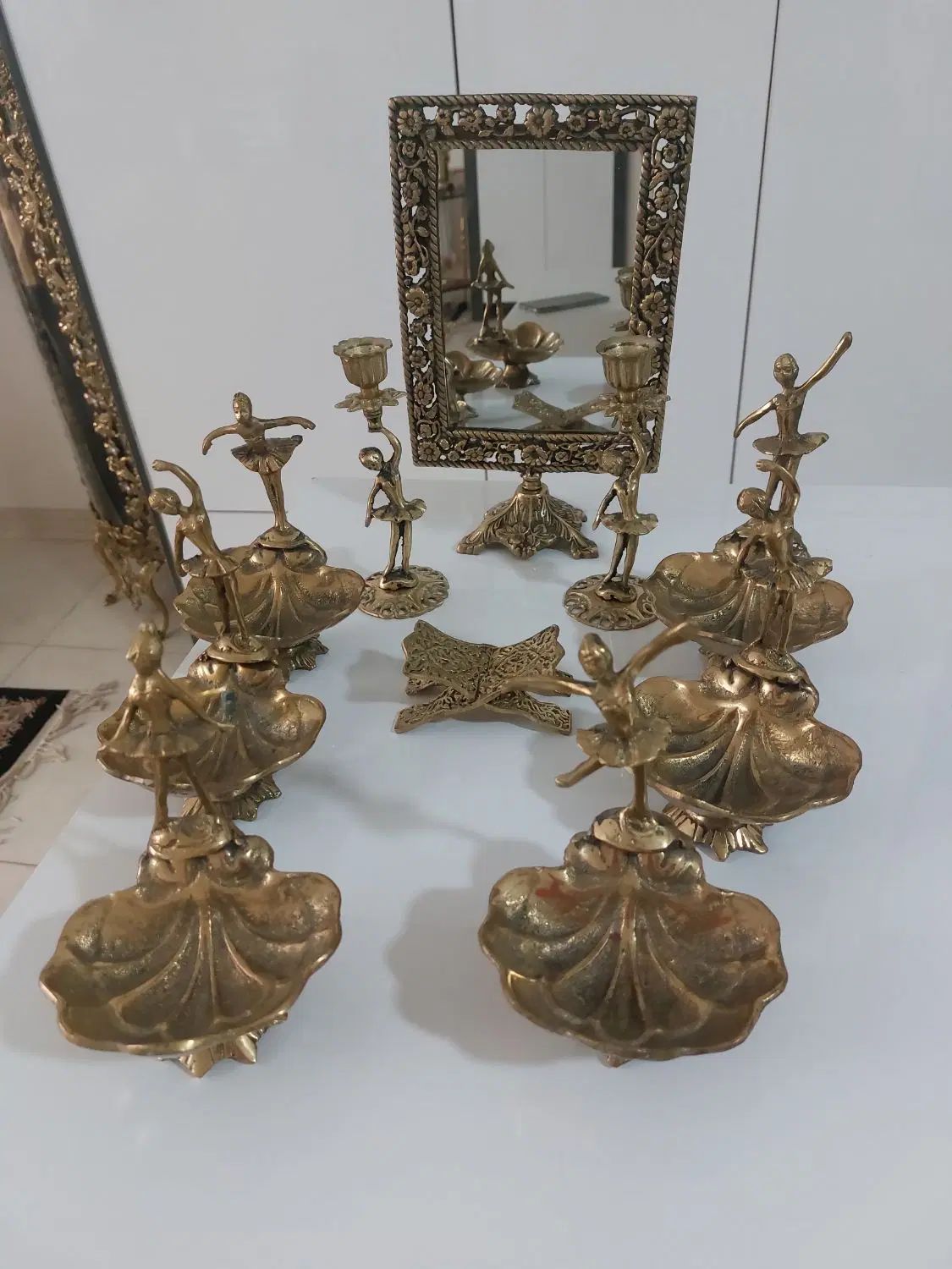 سفره هفت سین برنز با آینه شمعدان و رحل قران|صنایع دستی و سایر لوازم تزئینی|کرج, گلستان|دیوار