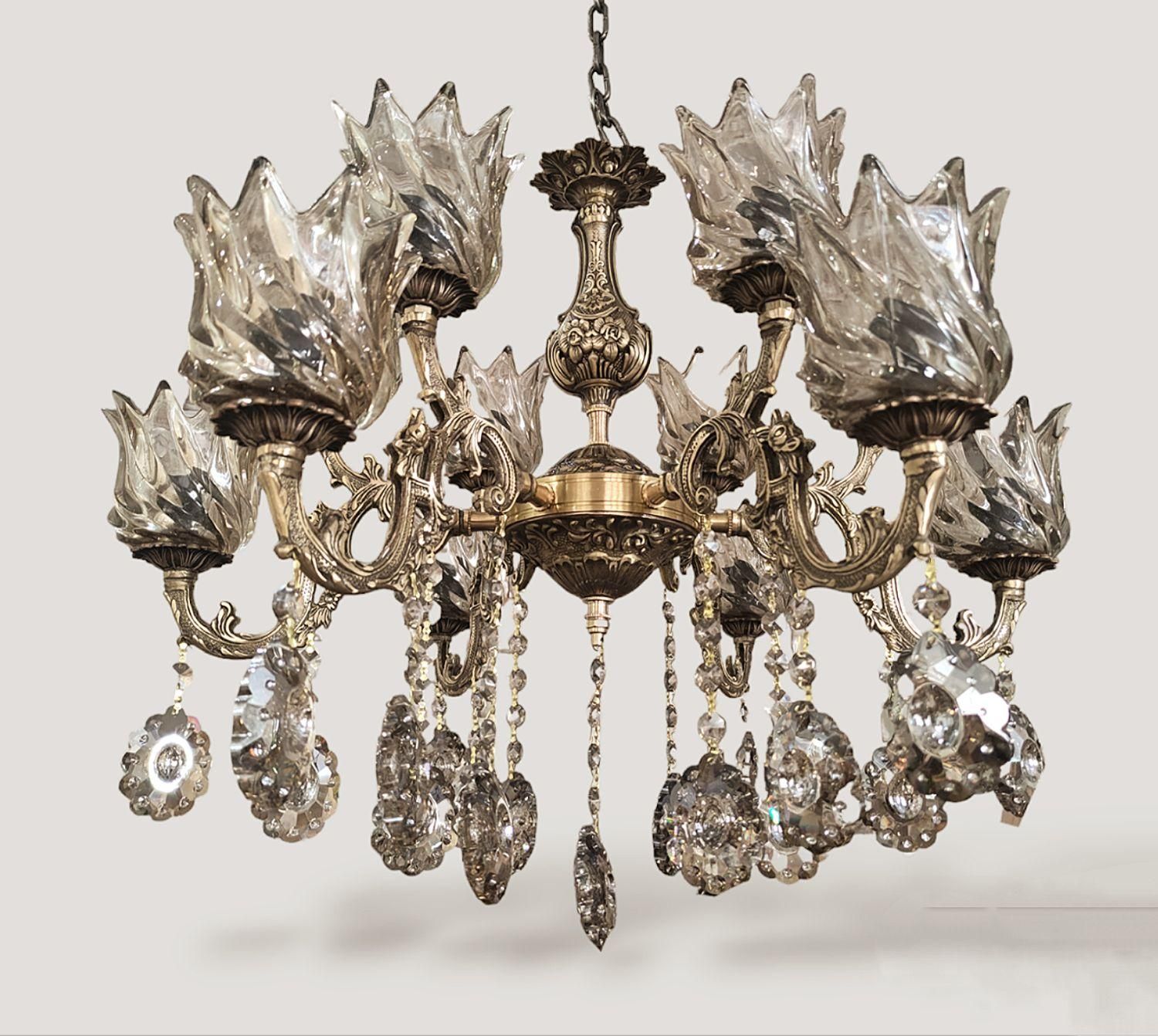 لوستر 6شاخه 12شعله تمام برنز|لوستر و چراغ آویز|تبریز, |دیوار