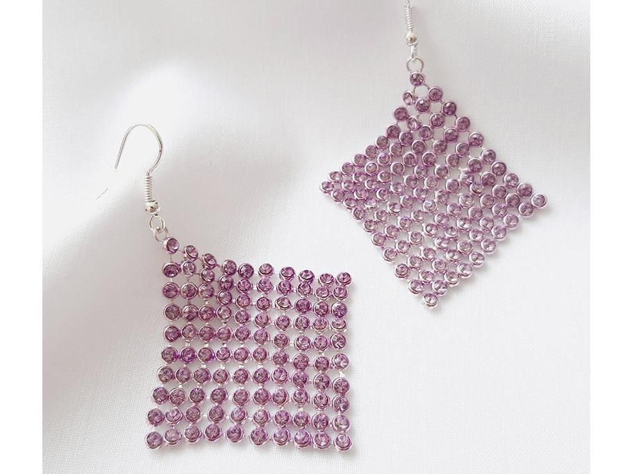 گوشواره آویز بلند نگینی یاسی|بدلیجات|بندرعباس, |دیوار