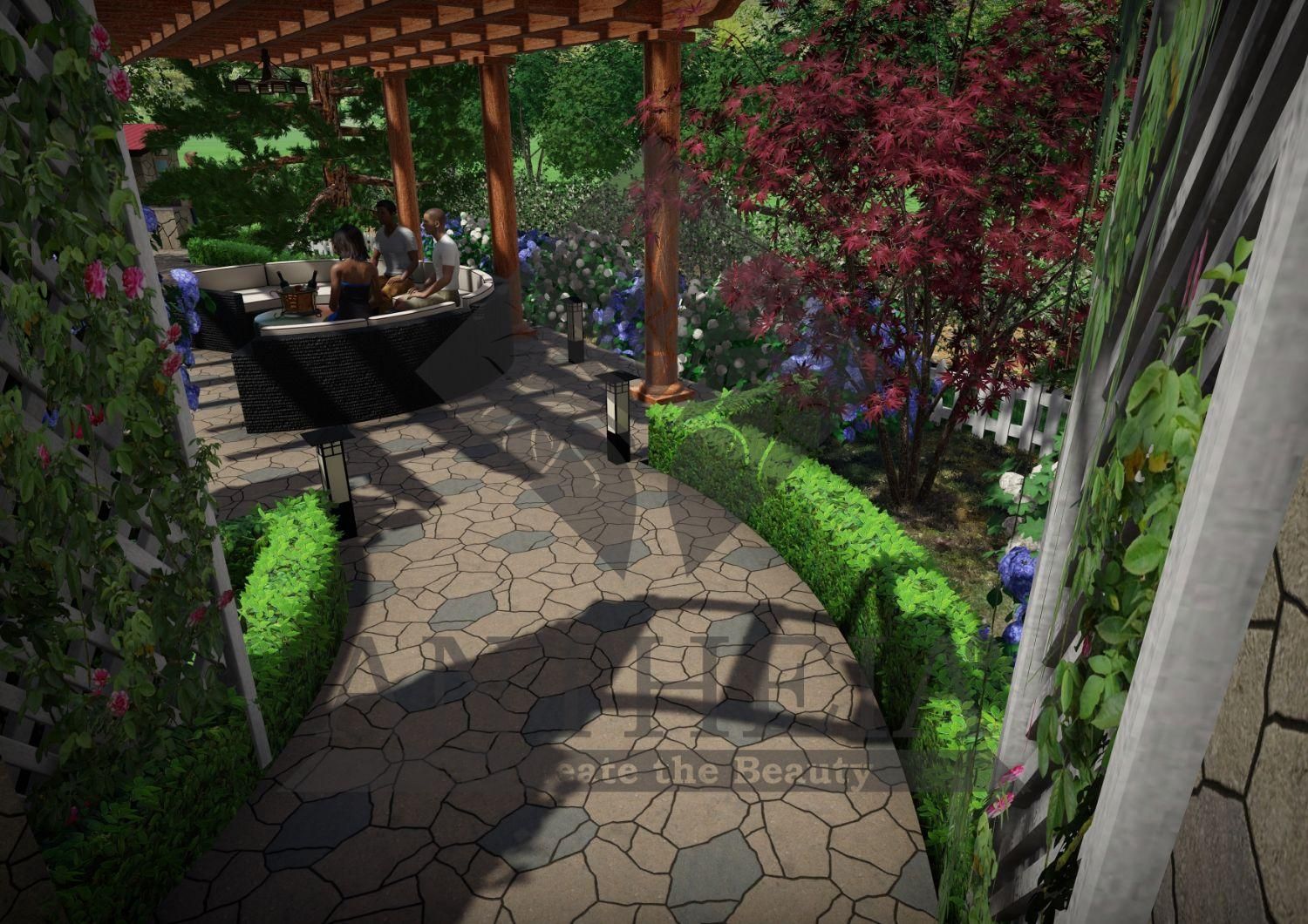 طراحی ۳ بعدی و اجرای فضای سبز|خدمات باغبانی و درختکاری|رشت, ساغری سازان|دیوار