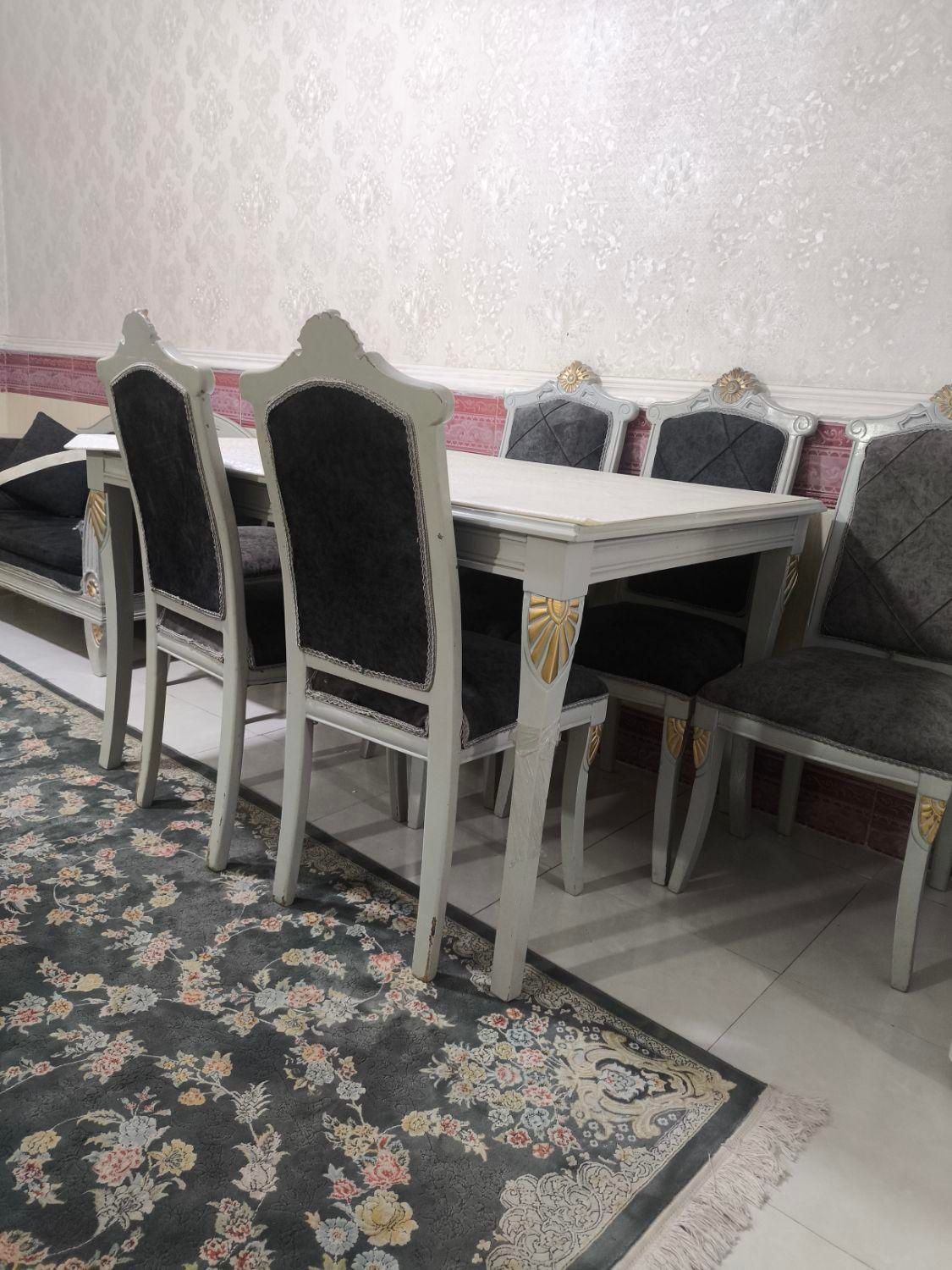 مبل 7نفرباعسلی هامیزناهارخوری 6نفره با صندلی هاش|مبلمان خانگی و میز عسلی|صباشهر, |دیوار
