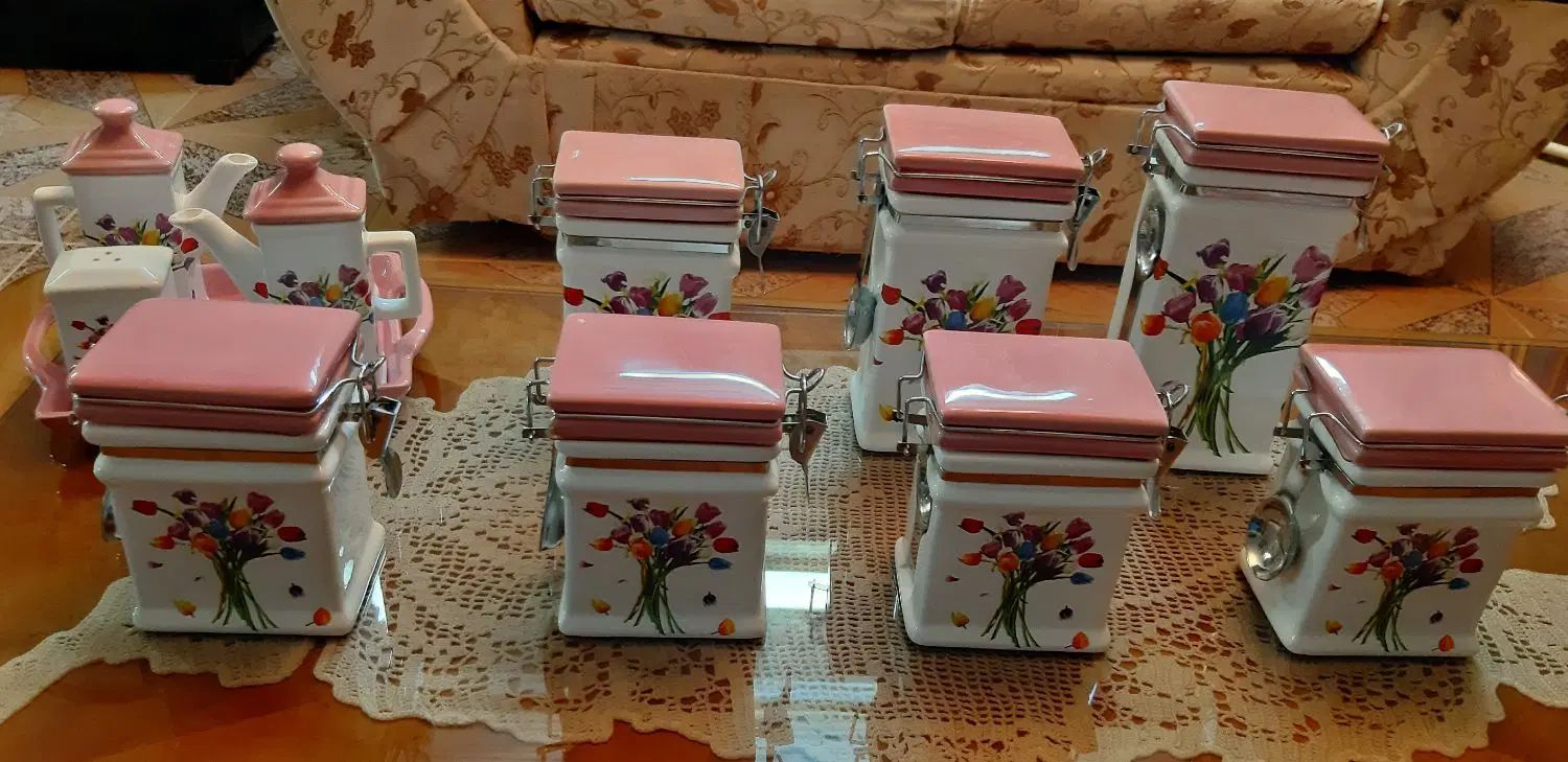 سرویس ادویه جات  ۱۲ تکه و آرام پز لعابی پارس نپتون|ظروف پخت‌وپز|اردبیل, |دیوار