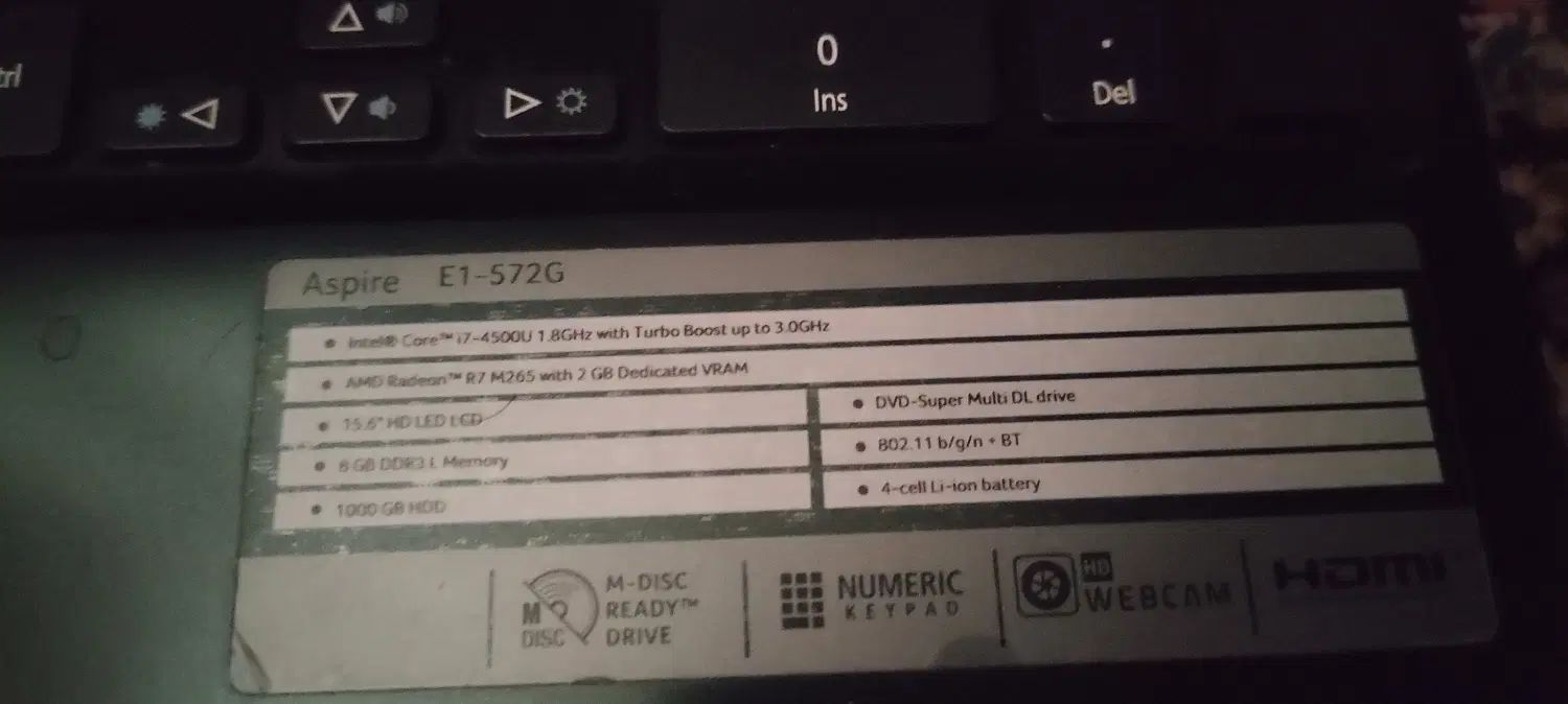 لپ تاپ Acer E1-572G|رایانه همراه|رشت, معلم|دیوار