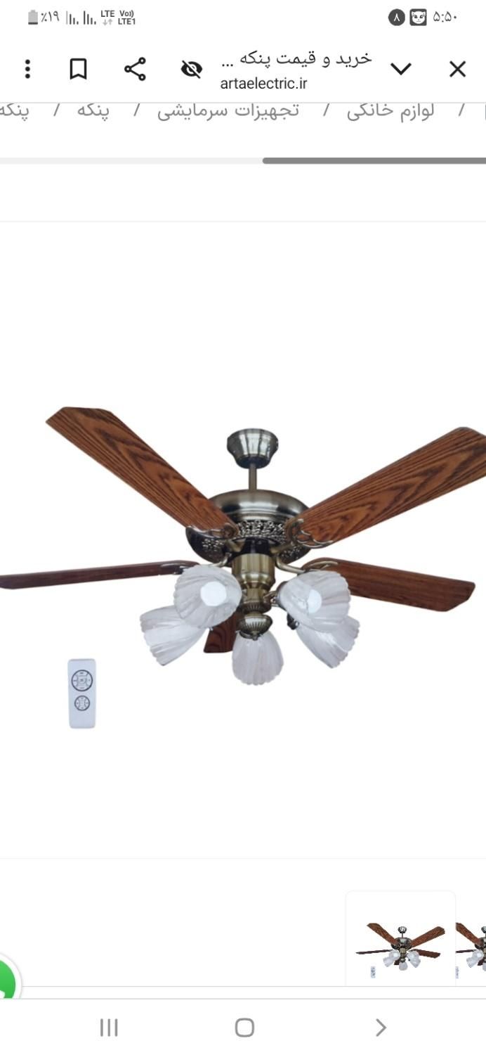 پنکه سقفی چوبی لوستردار|پنکه و تصفیهکنندهٔ هوا|ساوه, |دیوار