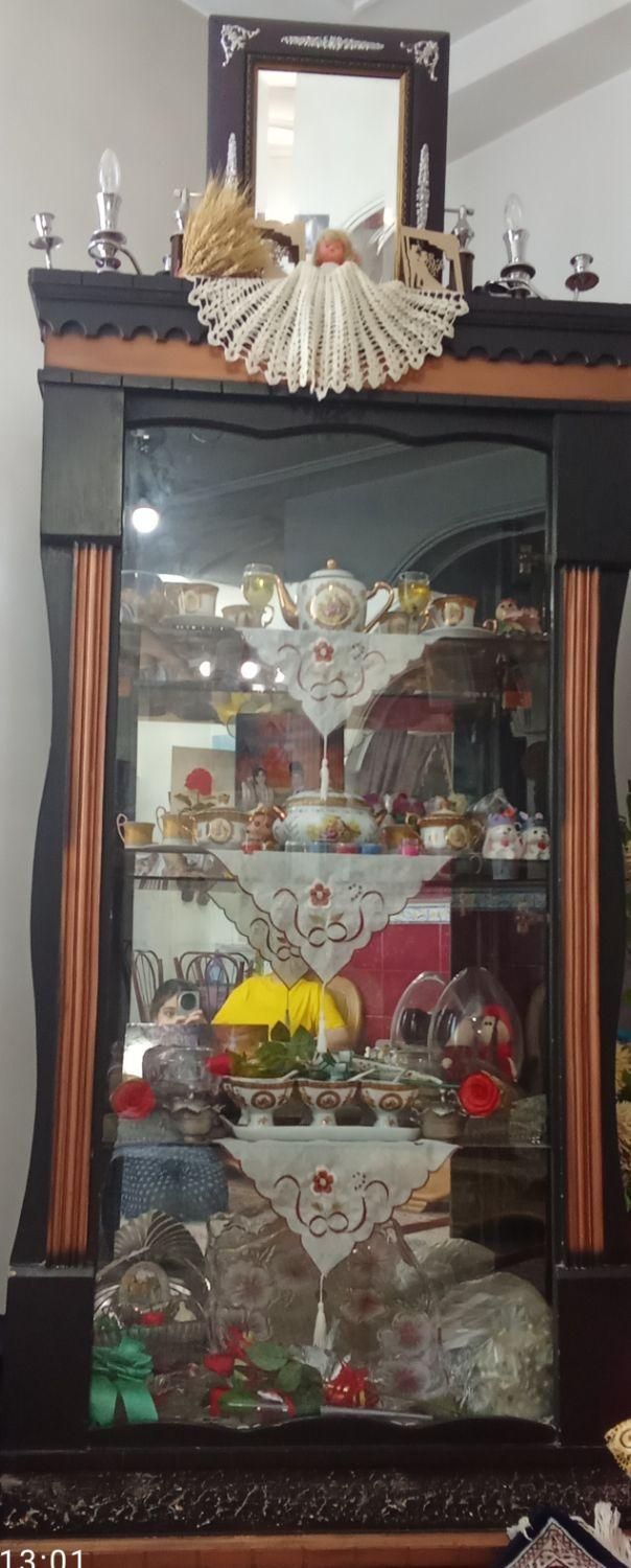 بوفه و آینه شمعدان چوبی|بوفه، ویترین، کنسول|اردبیل, |دیوار