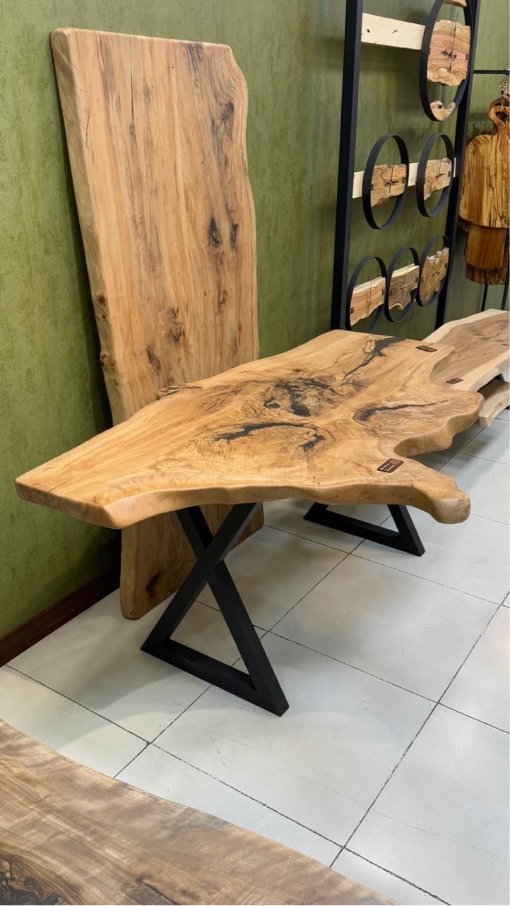 میز ناهارخوری شش نفره چوبی روستیک چوب بلوط و رزین|میز و صندلی غذاخوری|تهران, تهرانسر مرکزی|دیوار