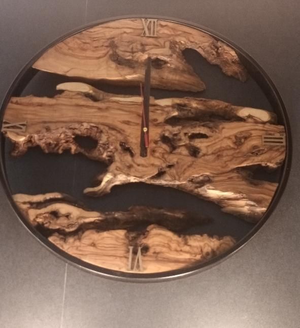 انواع ساعت های چوبی روستیک با چوب زیتون|ساعت دیواری و تزئینی|اندیشه, اندیشه فاز ۱|دیوار