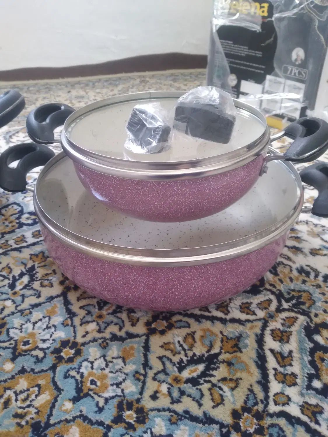سرویس ۱۴پارچه قابلمه گرانیتی گابین یاسی رنگ|ظروف پخت‌وپز|اراک, |دیوار