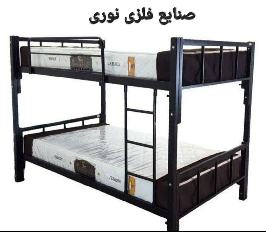 تخت فلزی دوطبقه خوابگاهی(صنایع فلزی نوری) فنسدار|تخت و سرویس خواب|مشهد, بهمن|دیوار