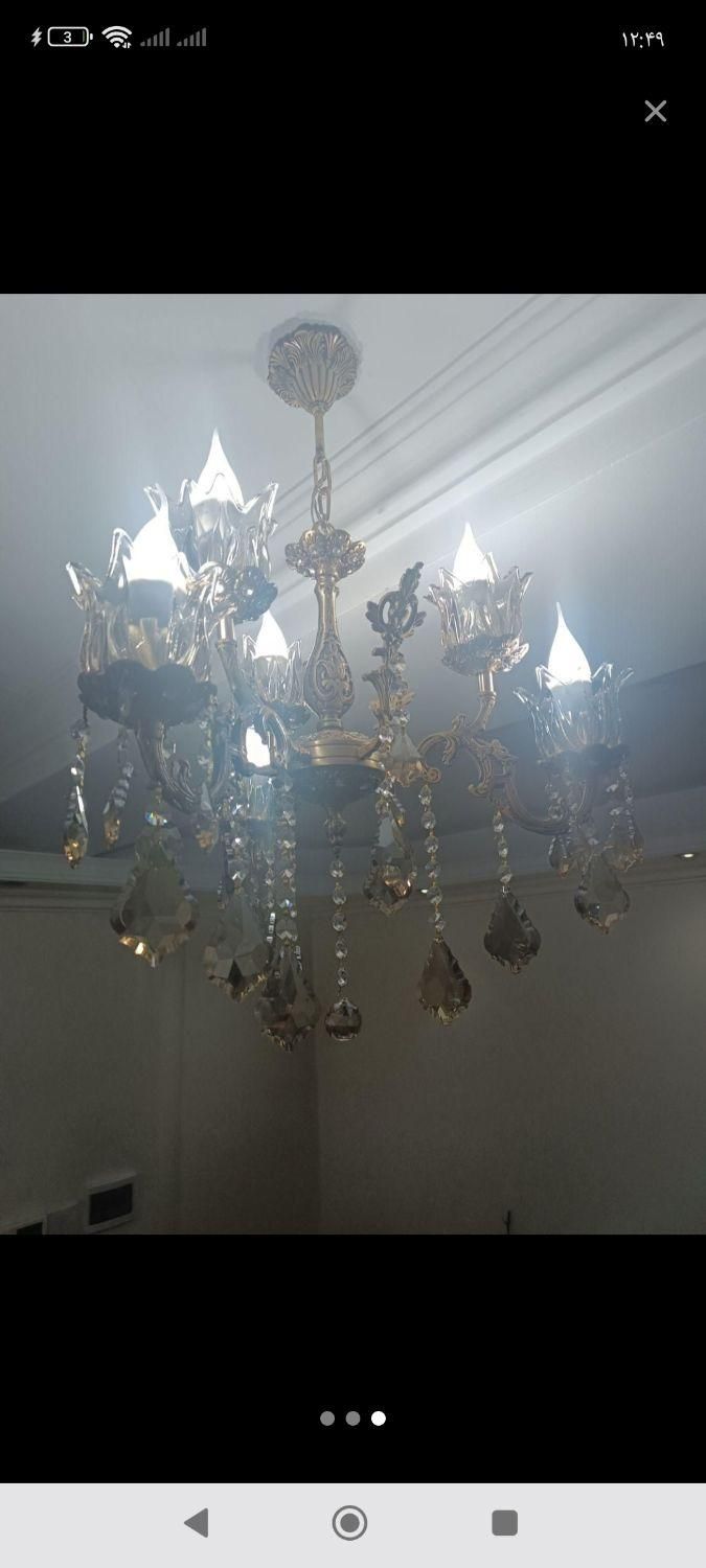 لوستر برنز ۳شاخه ۶شعله (۲عدد)|لوستر و چراغ آویز|تهران, خلیج فارس|دیوار