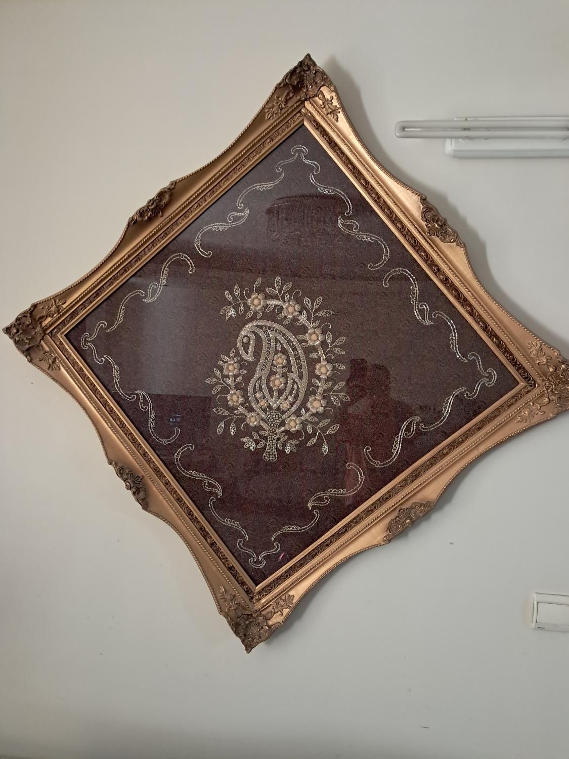 قاب ترمه و ملیله دوزی بزرگ|تابلو، نقاشی، عکس|اصفهان, عسگریه|دیوار