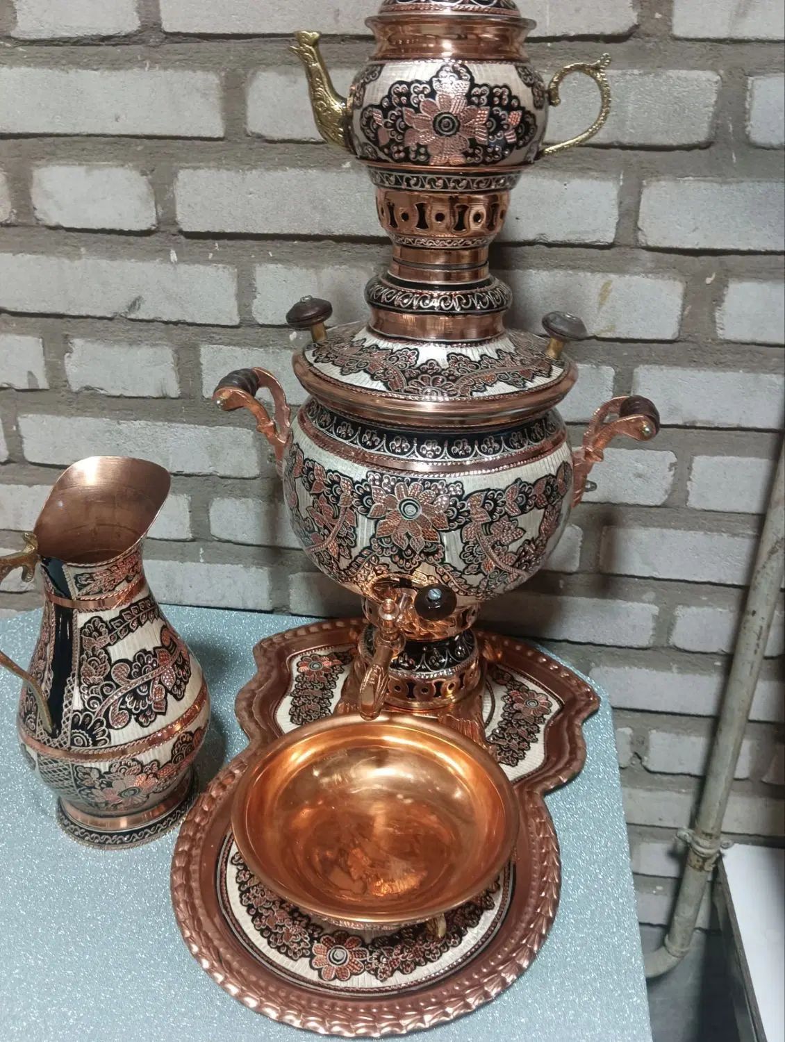 ست سماور ۴ لیتری نقره کوب|سماور، چای‌ساز، قهوه‌ساز|کرج, باغستان|دیوار