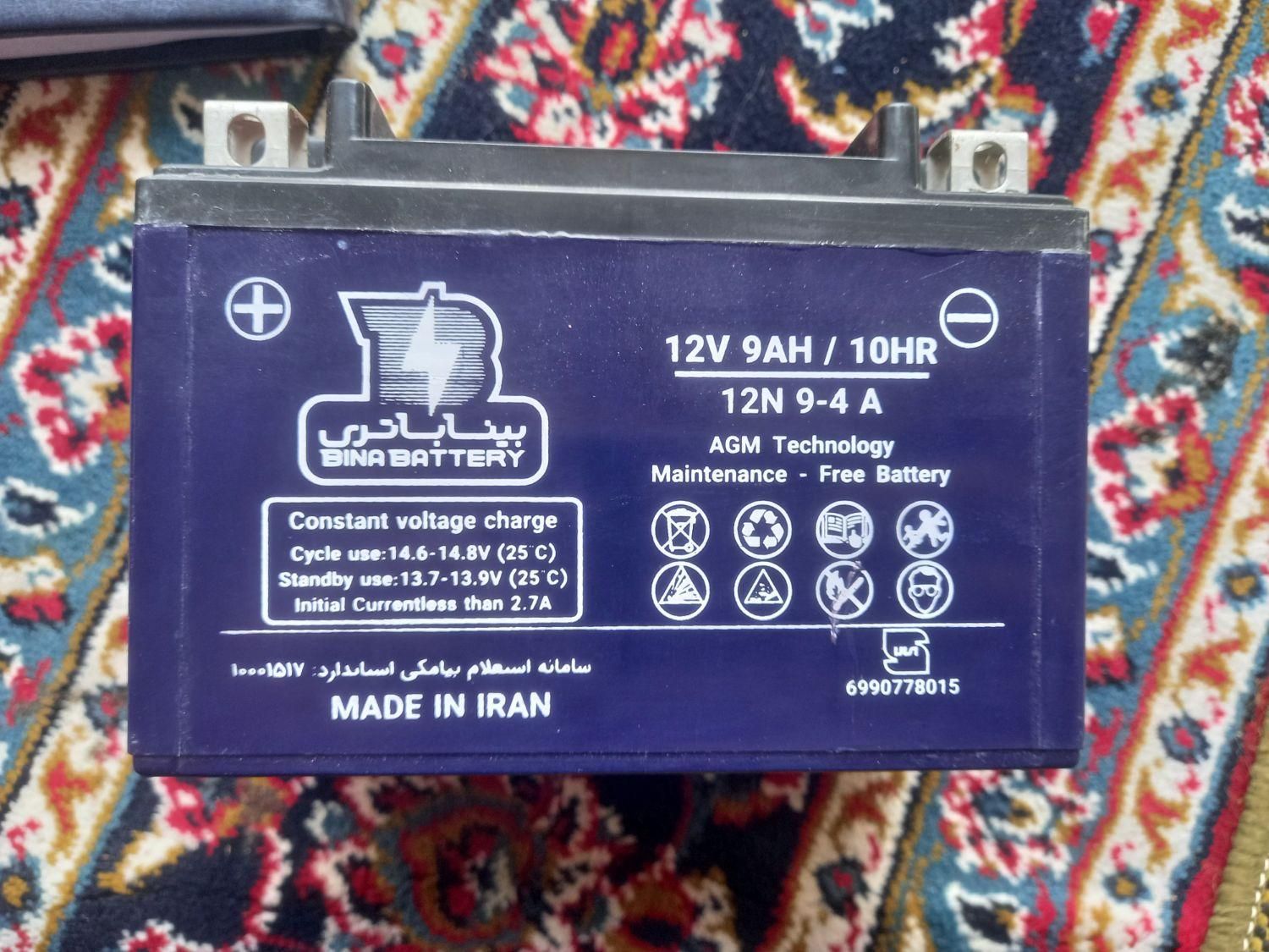 باطری موتور سیکلت ۱۲ ولت ۹ آمپر بینا باطری|قطعات یدکی و لوازم جانبی|تهران, طوس|دیوار