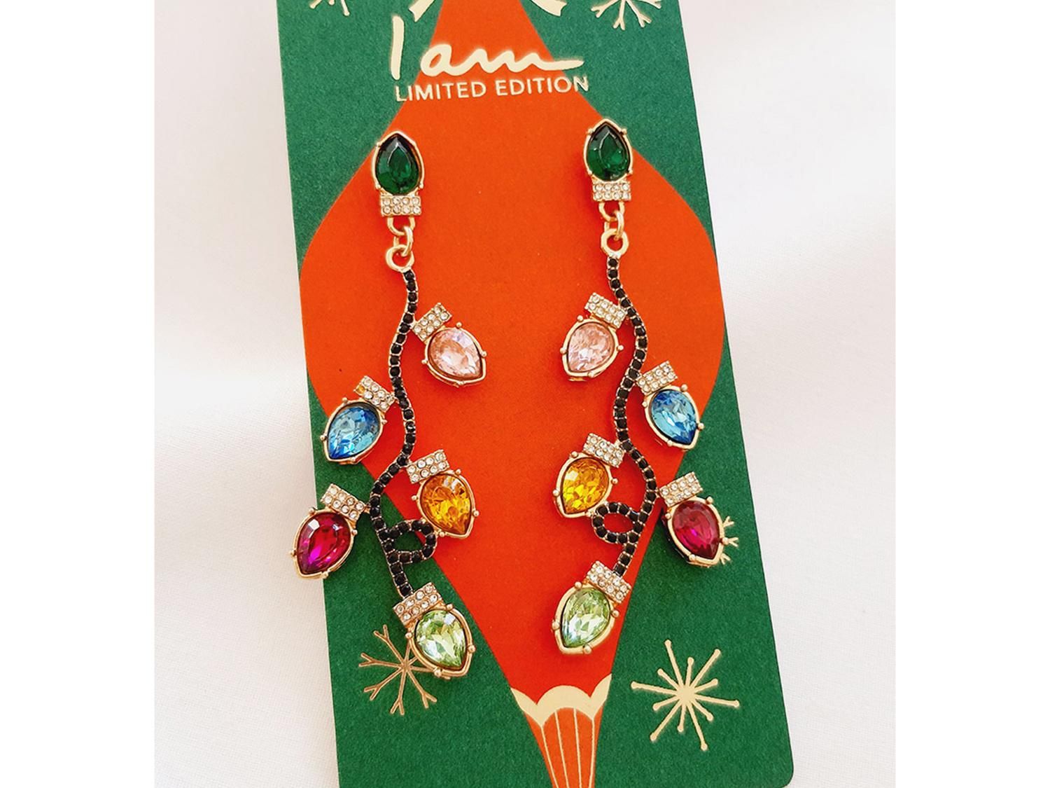 گوشواره آویز بلند نگینی چند رنگ|بدلیجات|کرمان, |دیوار