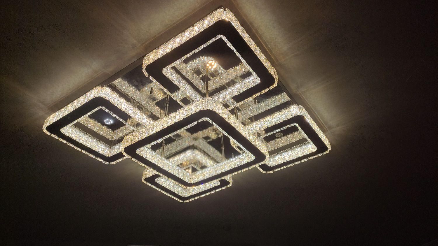 لوستر سقفی جدید کریستالی مربع|لوستر و چراغ آویز|اصفهان, باغ زرشک|دیوار