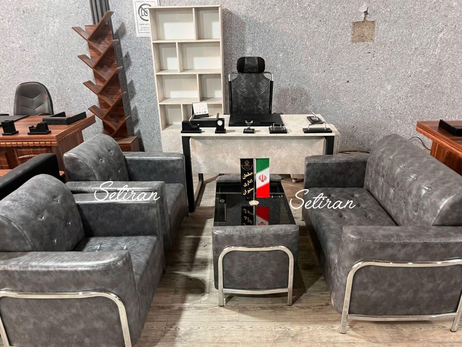 مبلمان اداری تک نفره سزار سه نفره چرم براق|دفتر کار|میانه, |دیوار