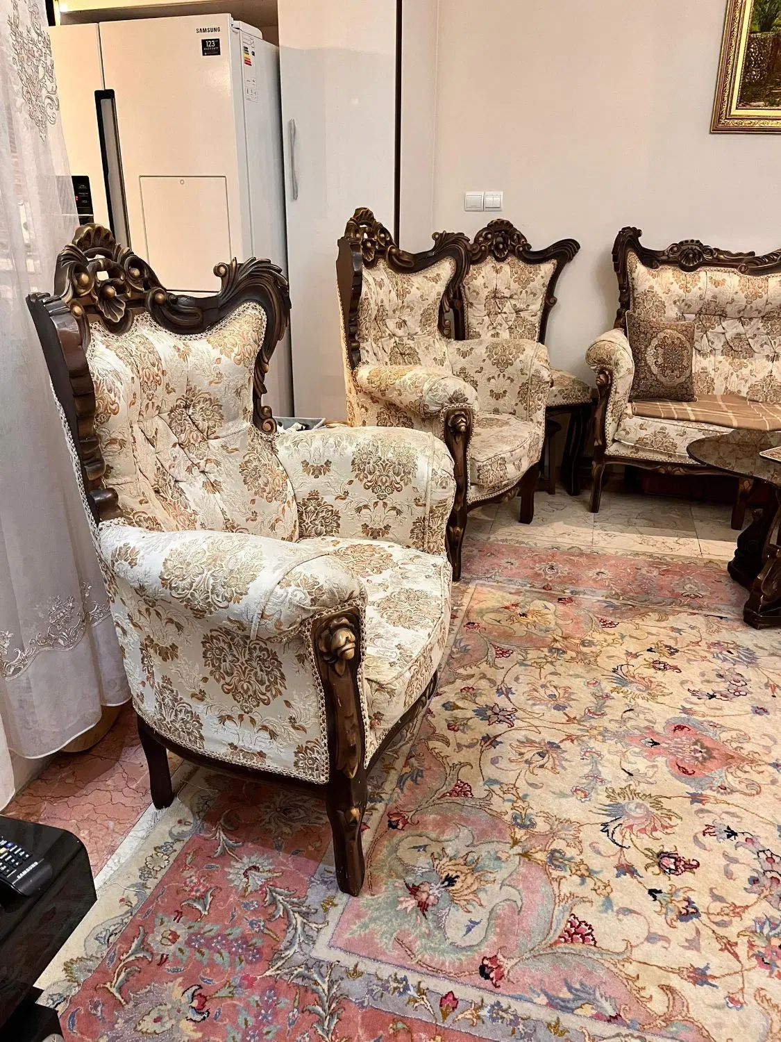 مبل سلطنتی استیل منبت کاری چوب گردو ۹نفره|مبلمان خانگی و میز عسلی|تهران, سازمان برنامه جنوبی|دیوار