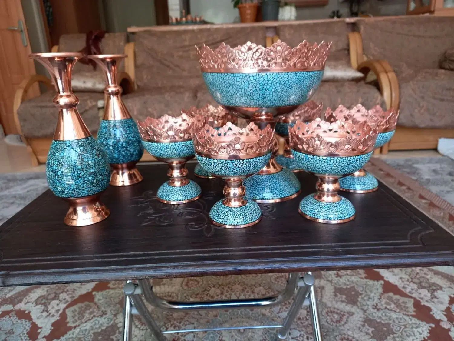 فیروزه کوبی ست سفره هفت سین|صنایع دستی و سایر لوازم تزئینی|اصفهان, ناژوان|دیوار