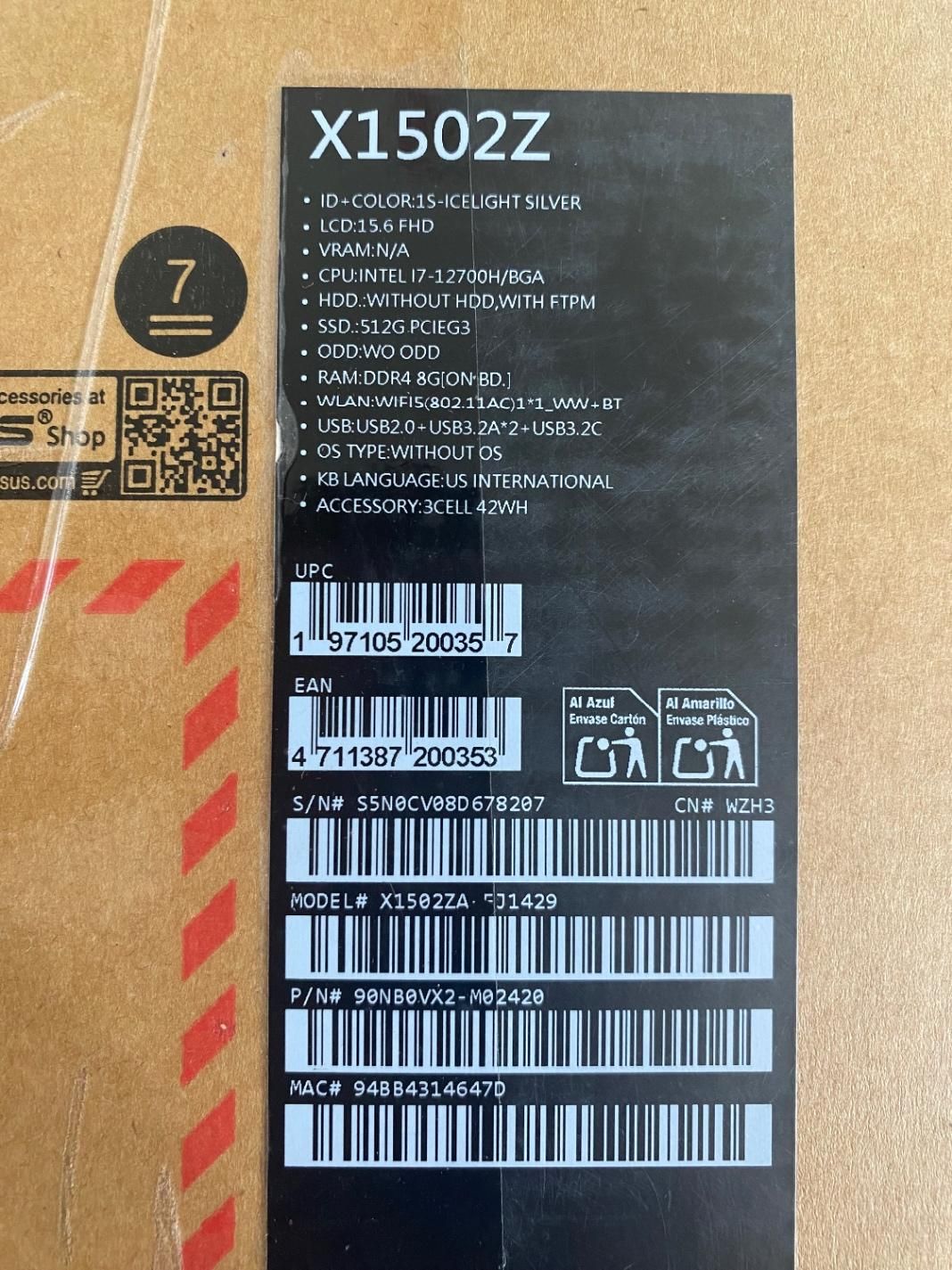 لپ تاپ Asus Vivobook 15 x1502za|رایانه همراه|بوشهر, |دیوار