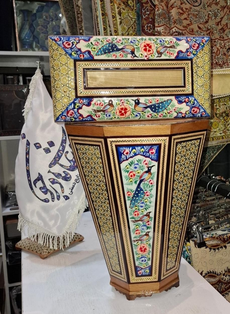 سرویس رومیزی خاتم ست سطل و جادستمال و جاکاردوچنگال|صنایع دستی و سایر لوازم تزئینی|اصفهان, مرداویج|دیوار