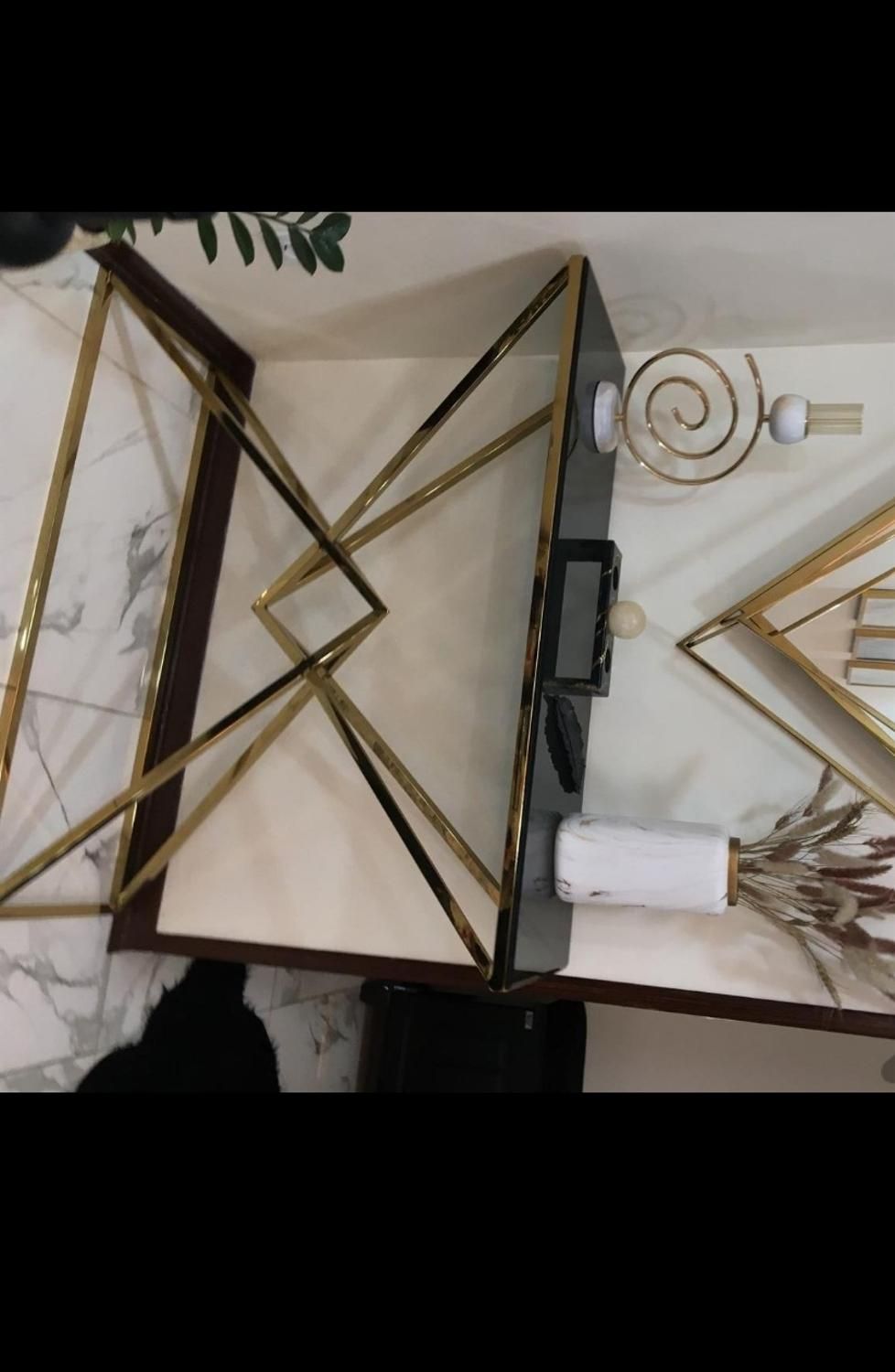 آیینه کنسول فلزی مدرن شیک مدل هرمی یا الماسی|بوفه، ویترین، کنسول|آفتاب, |دیوار