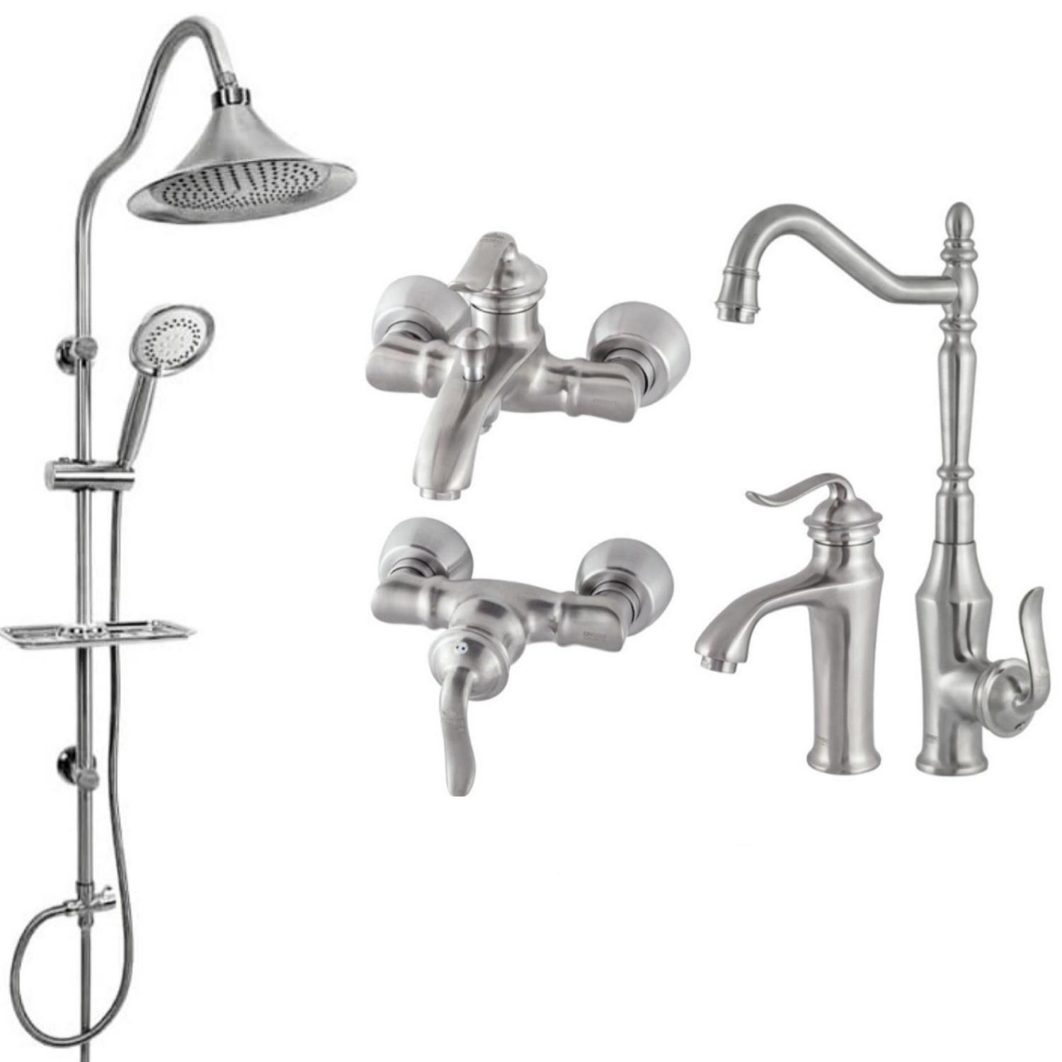 ست ۶ پارچه شیرالات کروم و طلایی مات با علم شیپوری|مصالح و تجهیزات ساختمان|تبریز, |دیوار