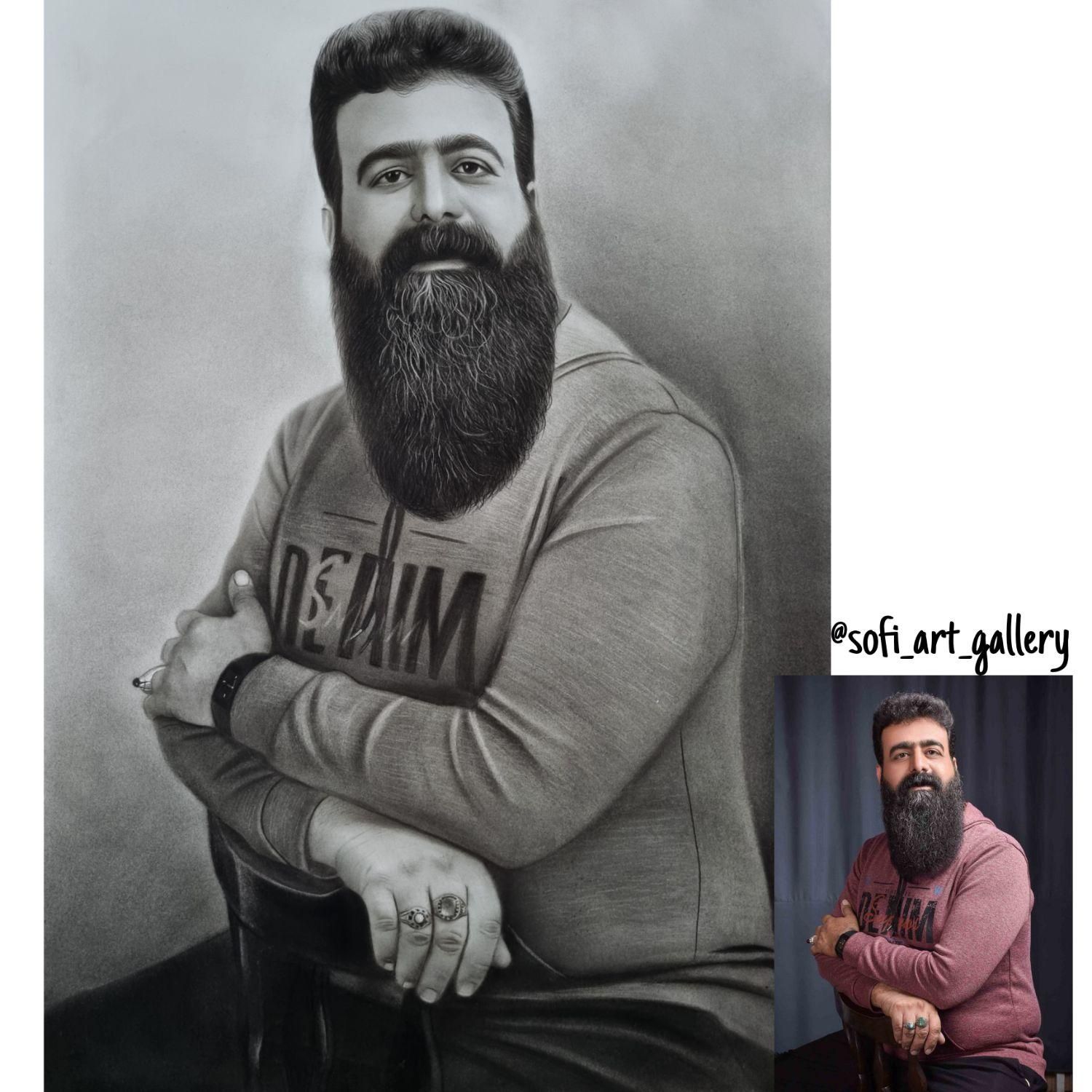 سفارش طراحی چهره تکنیک سیاهقلم و مدادرنگی|تابلو، نقاشی، عکس|یزد, |دیوار